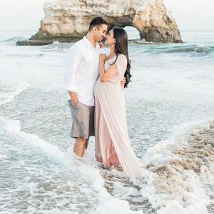 Pink Dots Chiffon Sheer Maxi Dress  SZ S-M